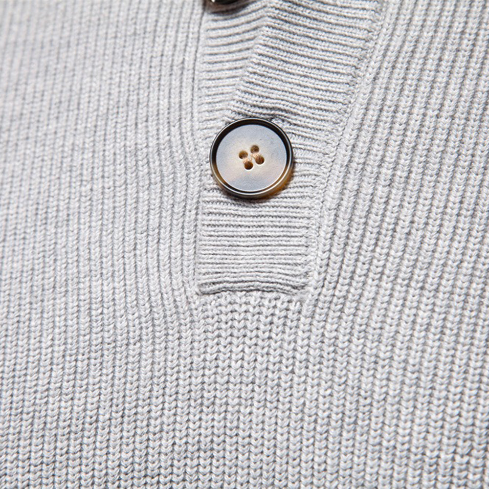 Men's Waffle Knit Button Neck Sweater