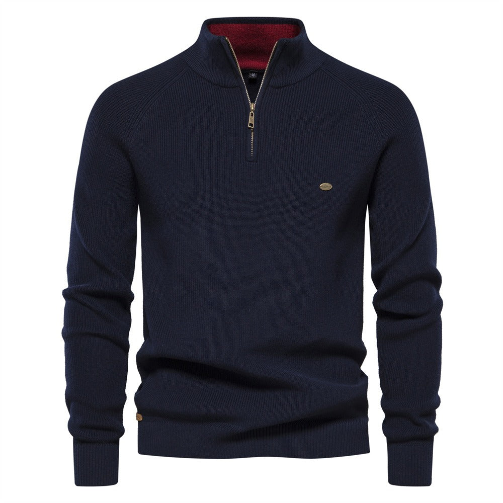 Men's Quarter Zip Ribbed Knit Sweater