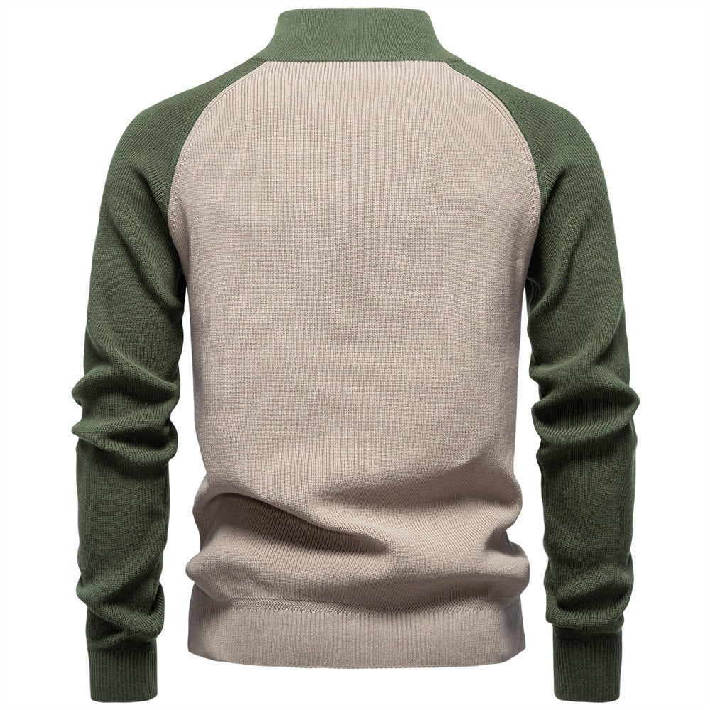 Men's Quarter Zip Ribbed Knit Sweater
