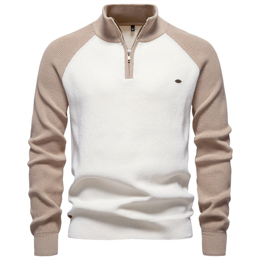 Men's Quarter Zip Ribbed Knit Sweater
