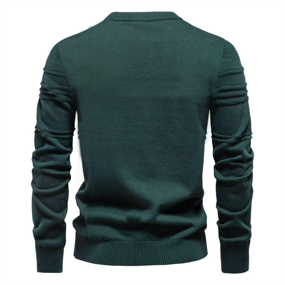 Men's Textured Stripe Crew Neck Knit Sweater