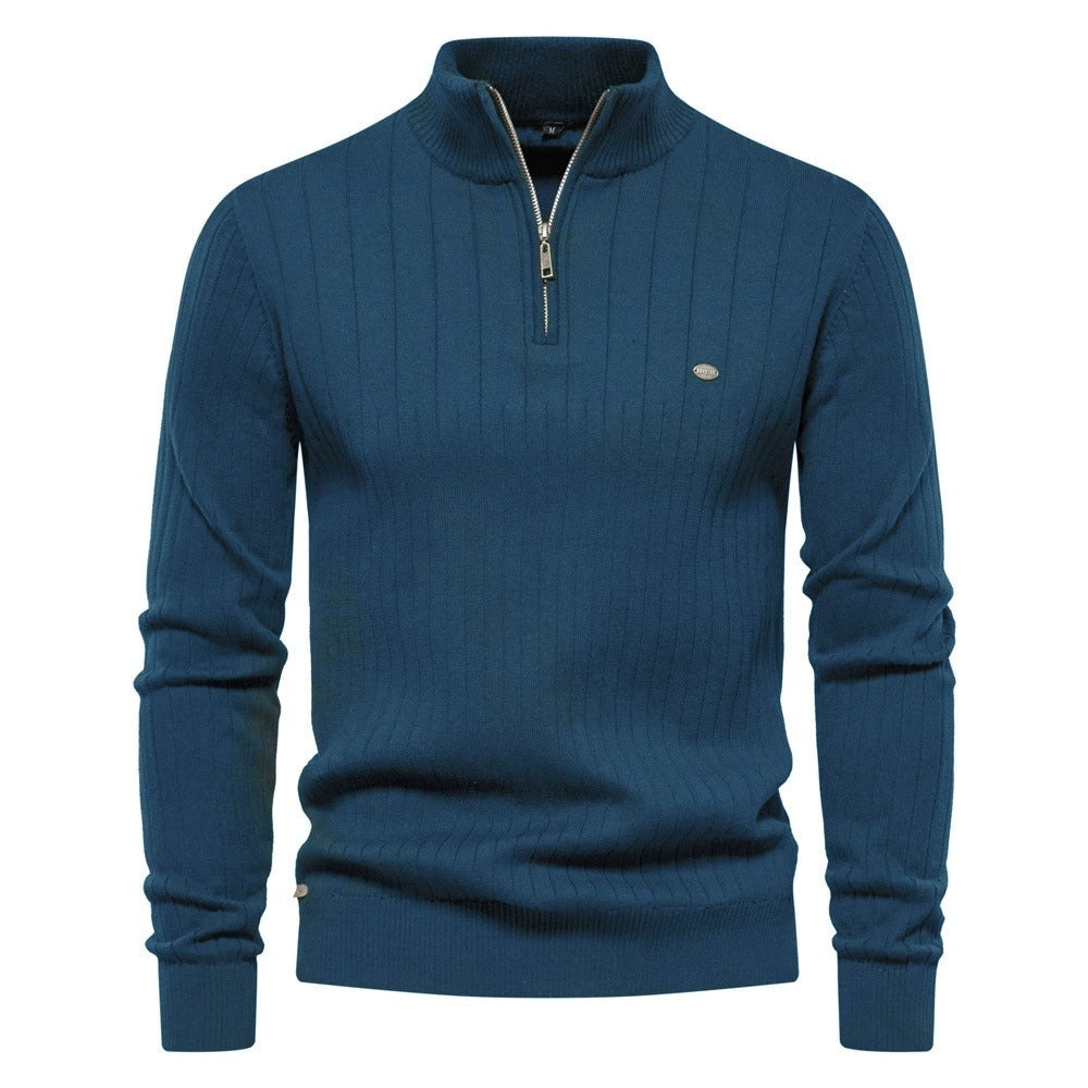 Men's Mock Neck Quarter Zip Knit Sweater