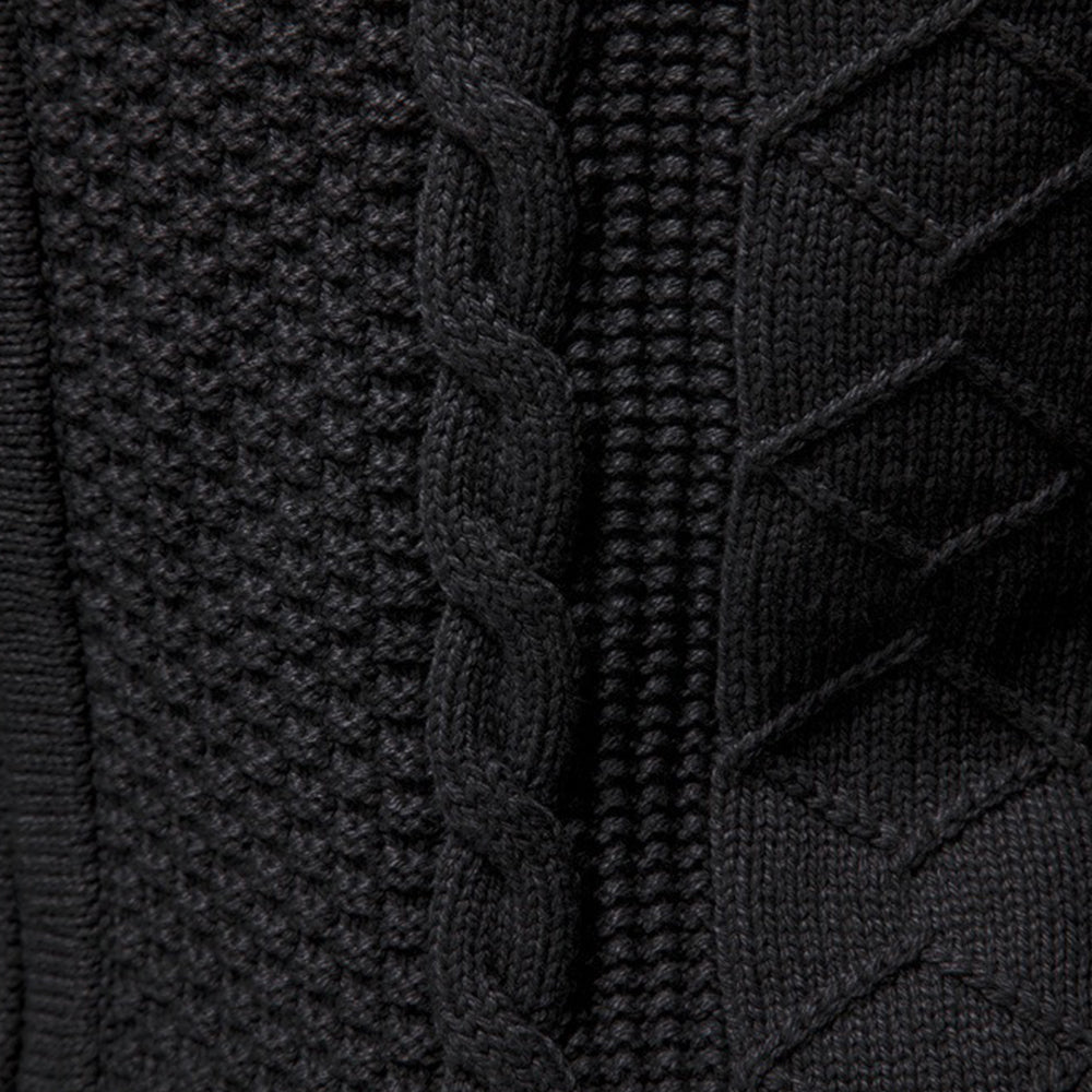 Men's Casual Textured Knit Full Zip Sweater