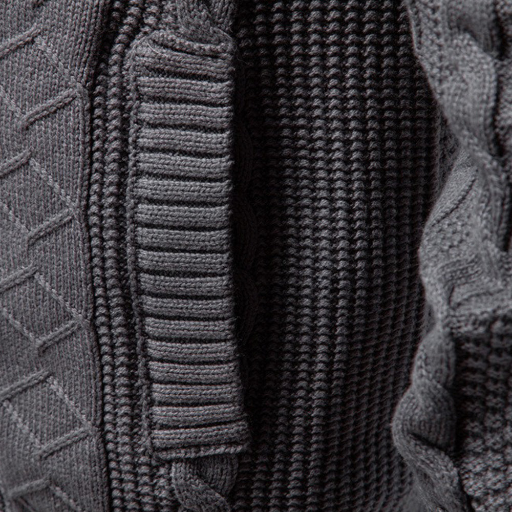 Men's Casual Textured Knit Full Zip Sweater