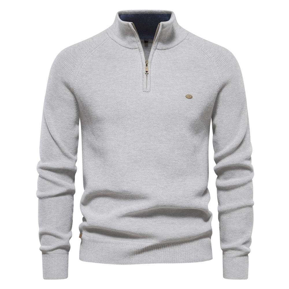 Men's Quarter Zip Ribbed Knit Sweater