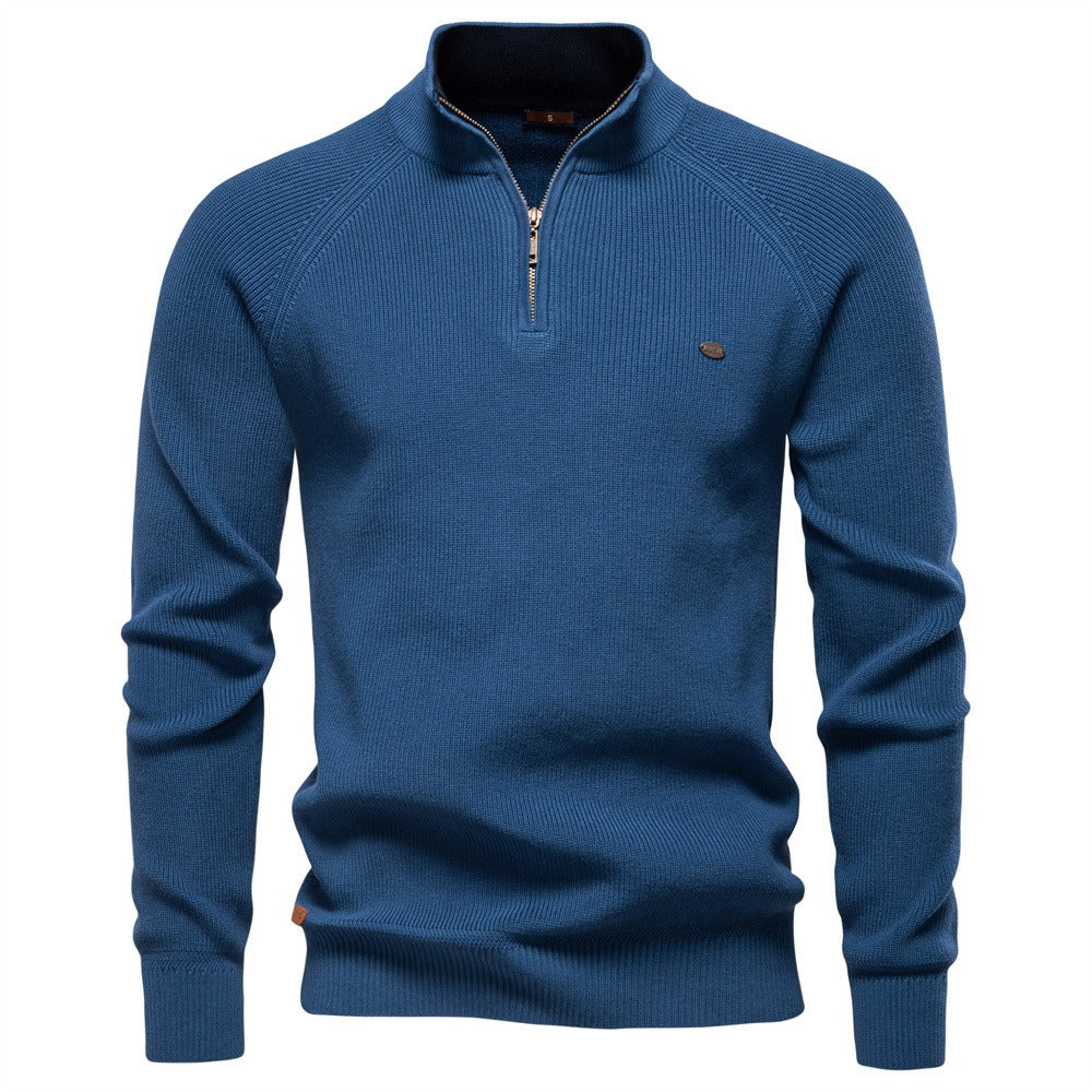 Men's Quarter Zip Ribbed Knit Sweater
