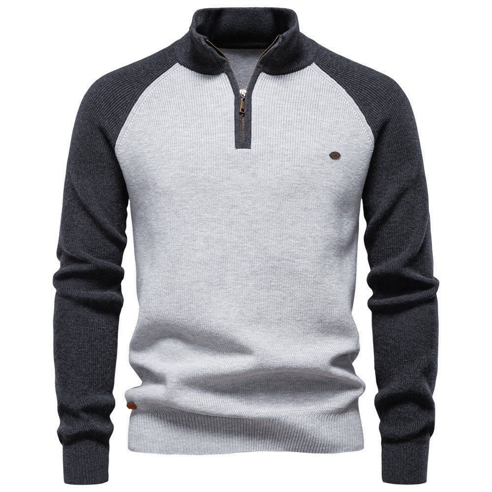 Men's Quarter Zip Ribbed Knit Sweater