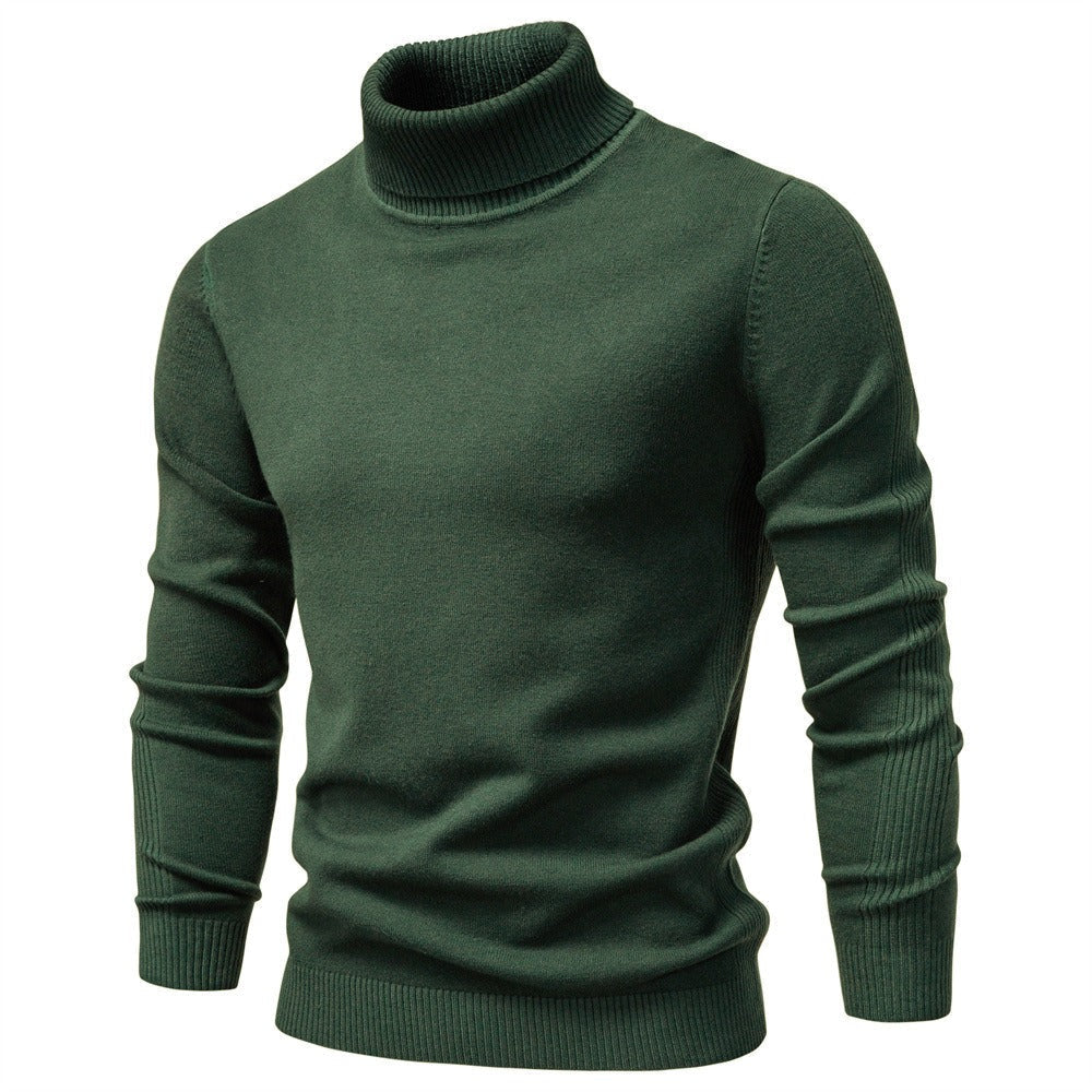 Men's Solid High Neck Knit Pullover