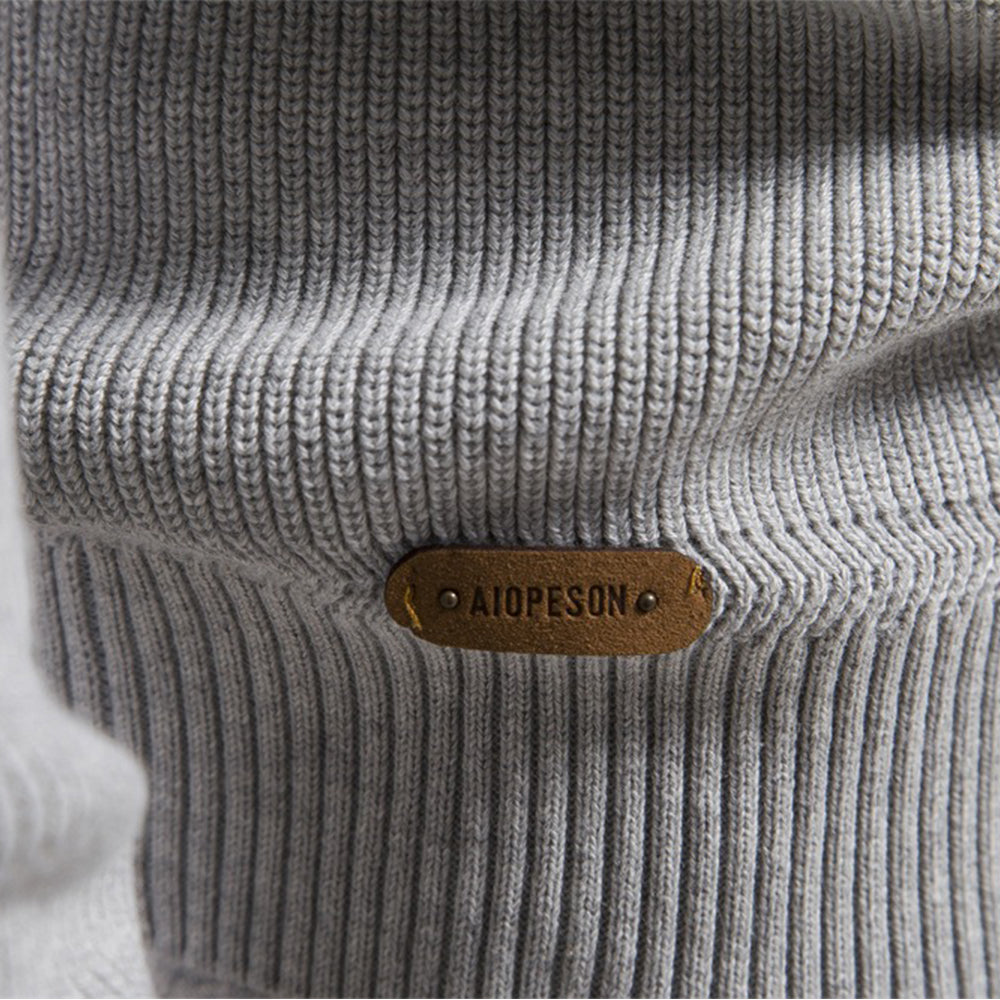 Men's Quarter Zip Ribbed Knit Sweater