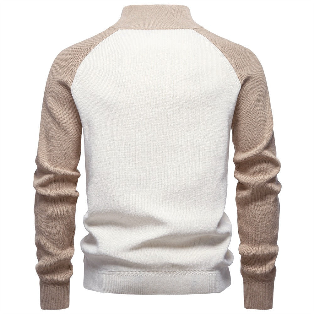 Men's Quarter Zip Ribbed Knit Sweater