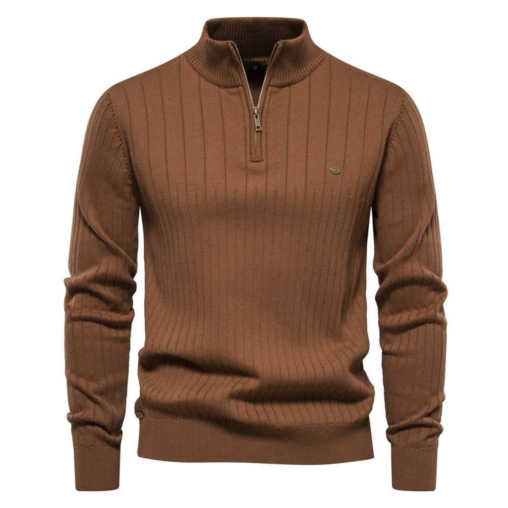 Men's Mock Neck Quarter Zip Knit Sweater