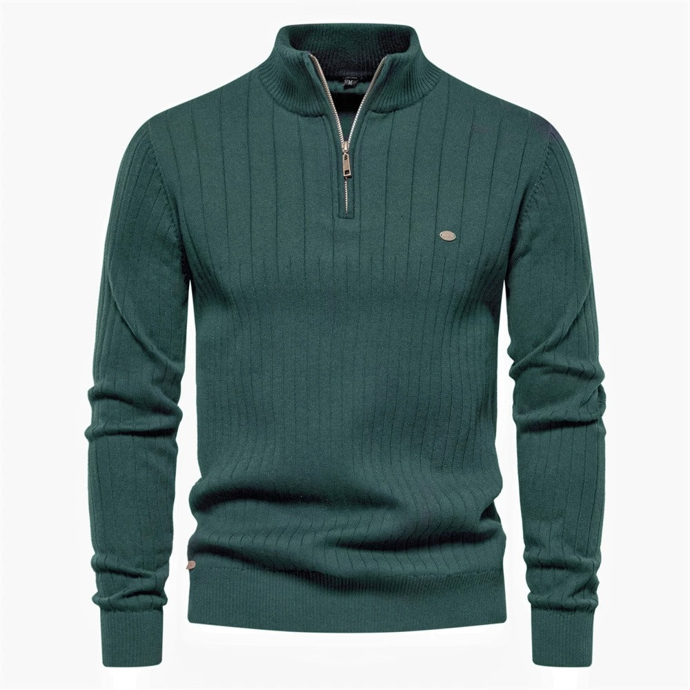 Men's Mock Neck Quarter Zip Knit Sweater