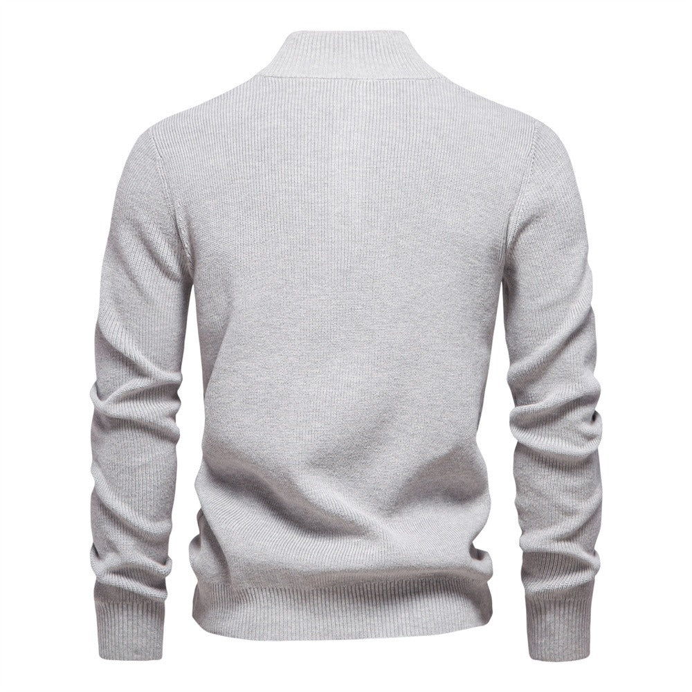 Men's Waffle Knit Button Neck Sweater