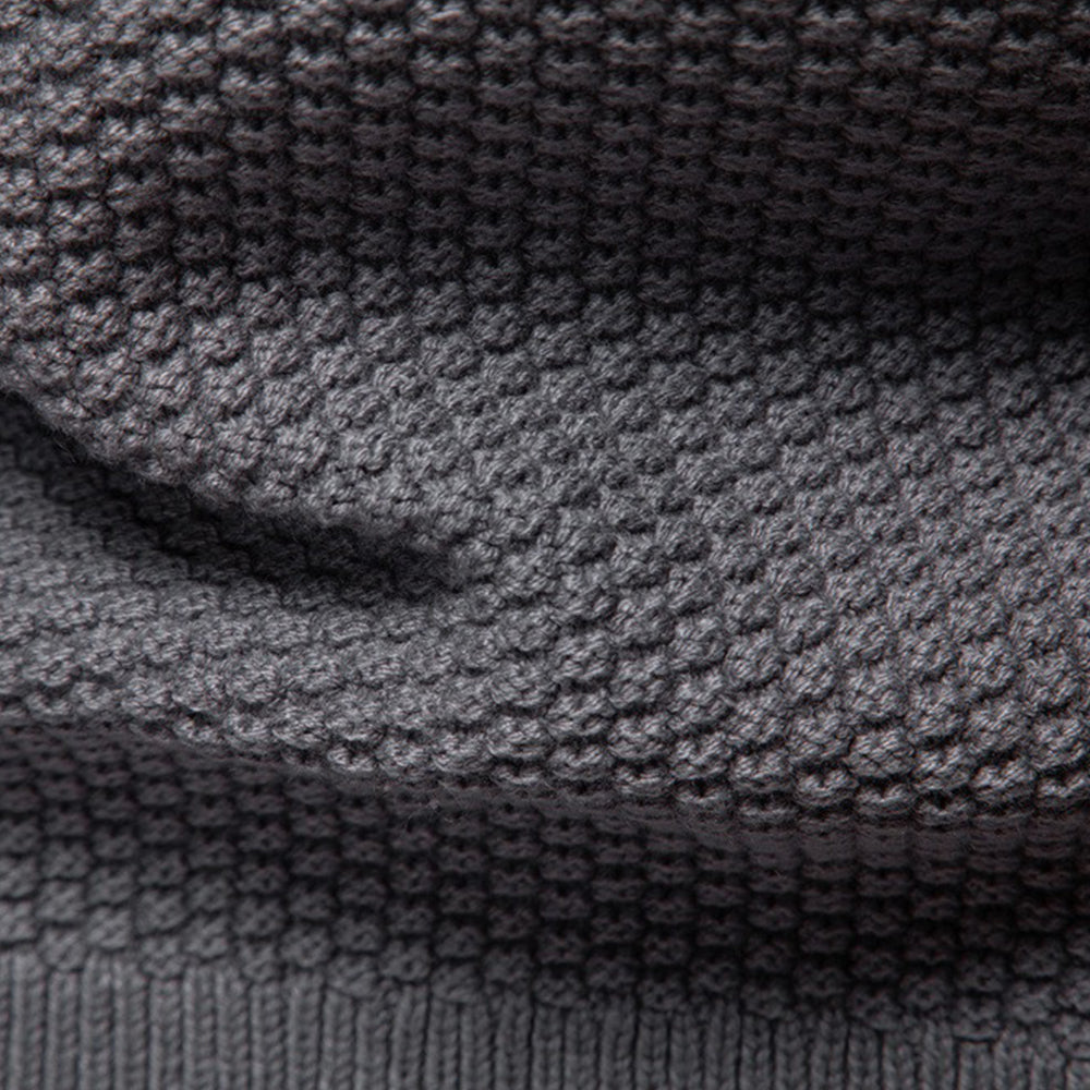 Men's Casual Textured Knit Full Zip Sweater