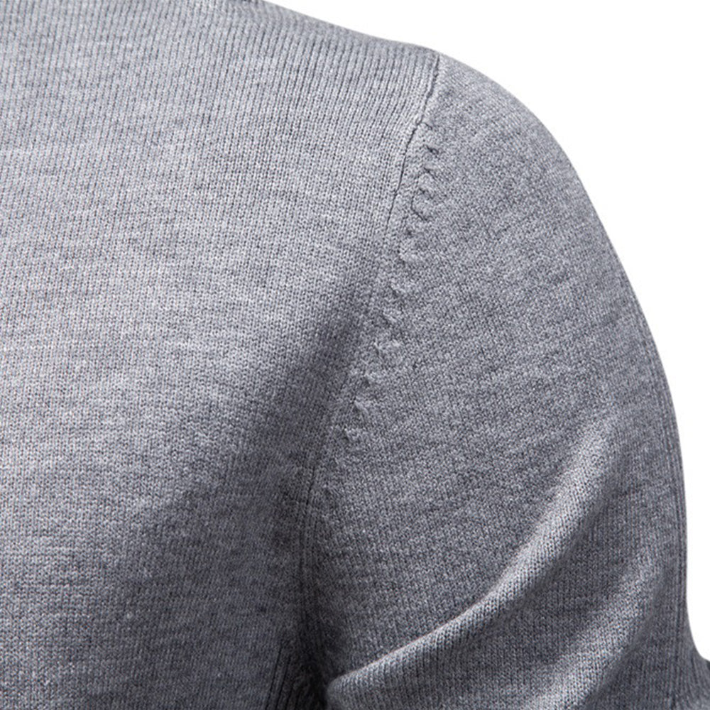 Men's Solid High Neck Knit Pullover