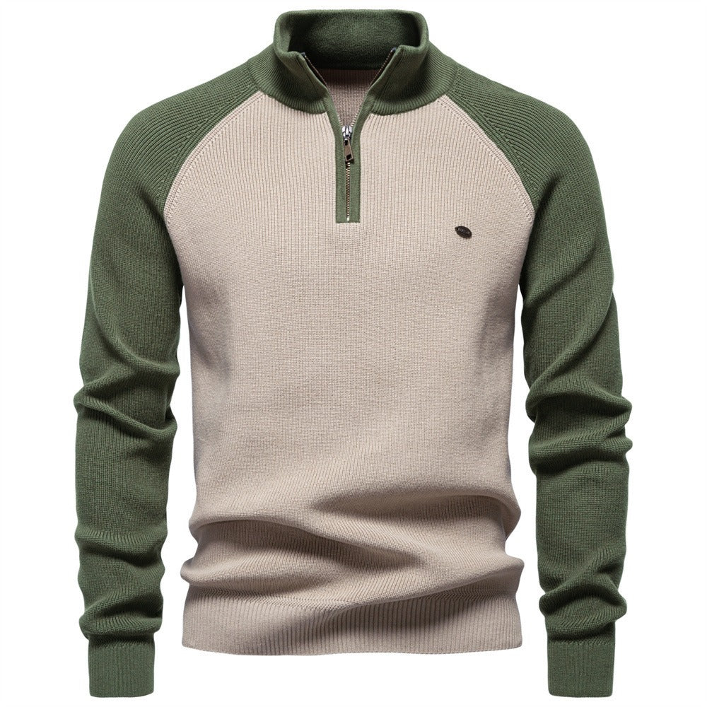 Men's Quarter Zip Ribbed Knit Sweater