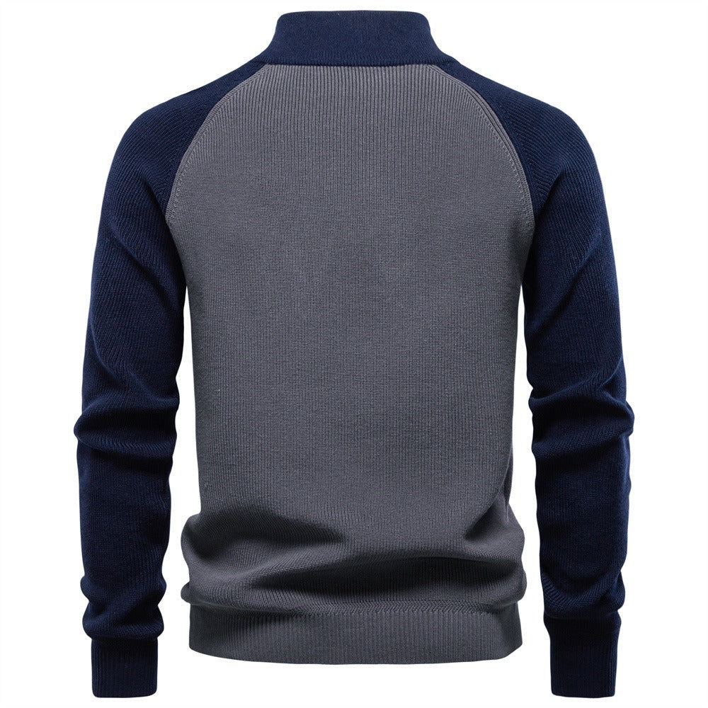 Men's Quarter Zip Ribbed Knit Sweater