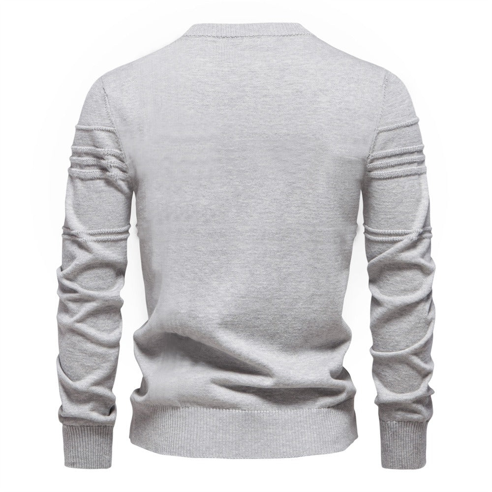 Men's Textured Stripe Crew Neck Knit Sweater