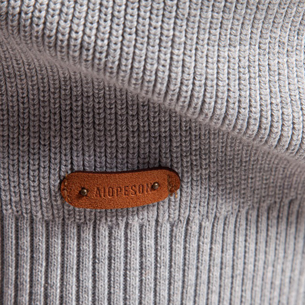 Men's Waffle Knit Button Neck Sweater