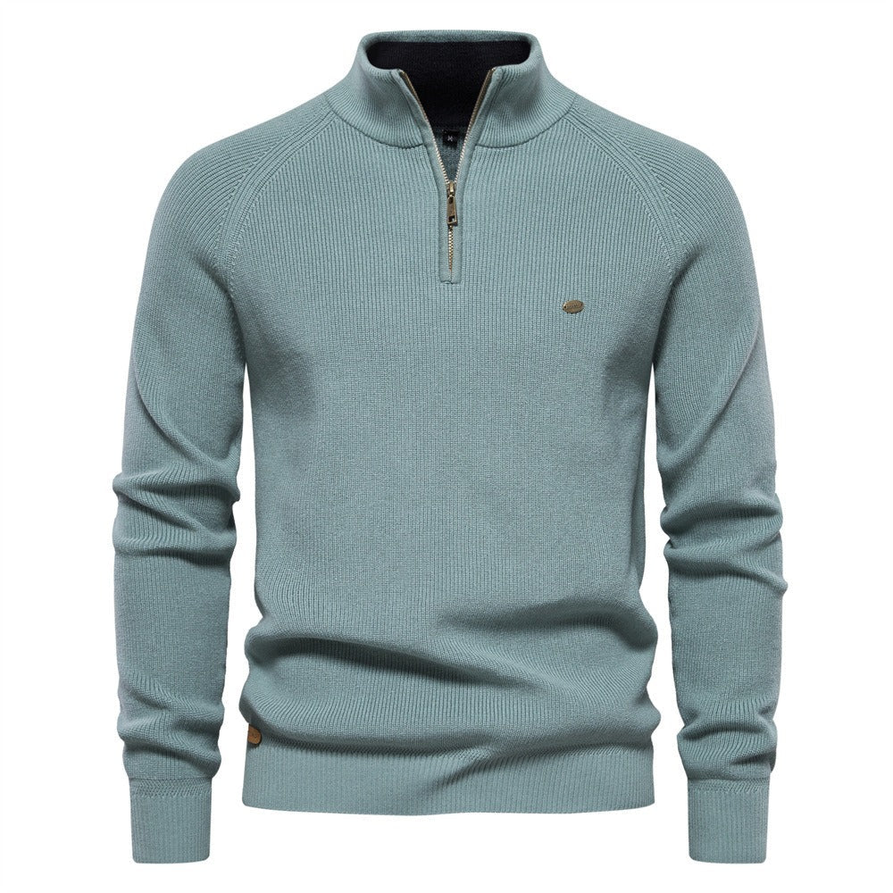 Men's Quarter Zip Ribbed Knit Sweater