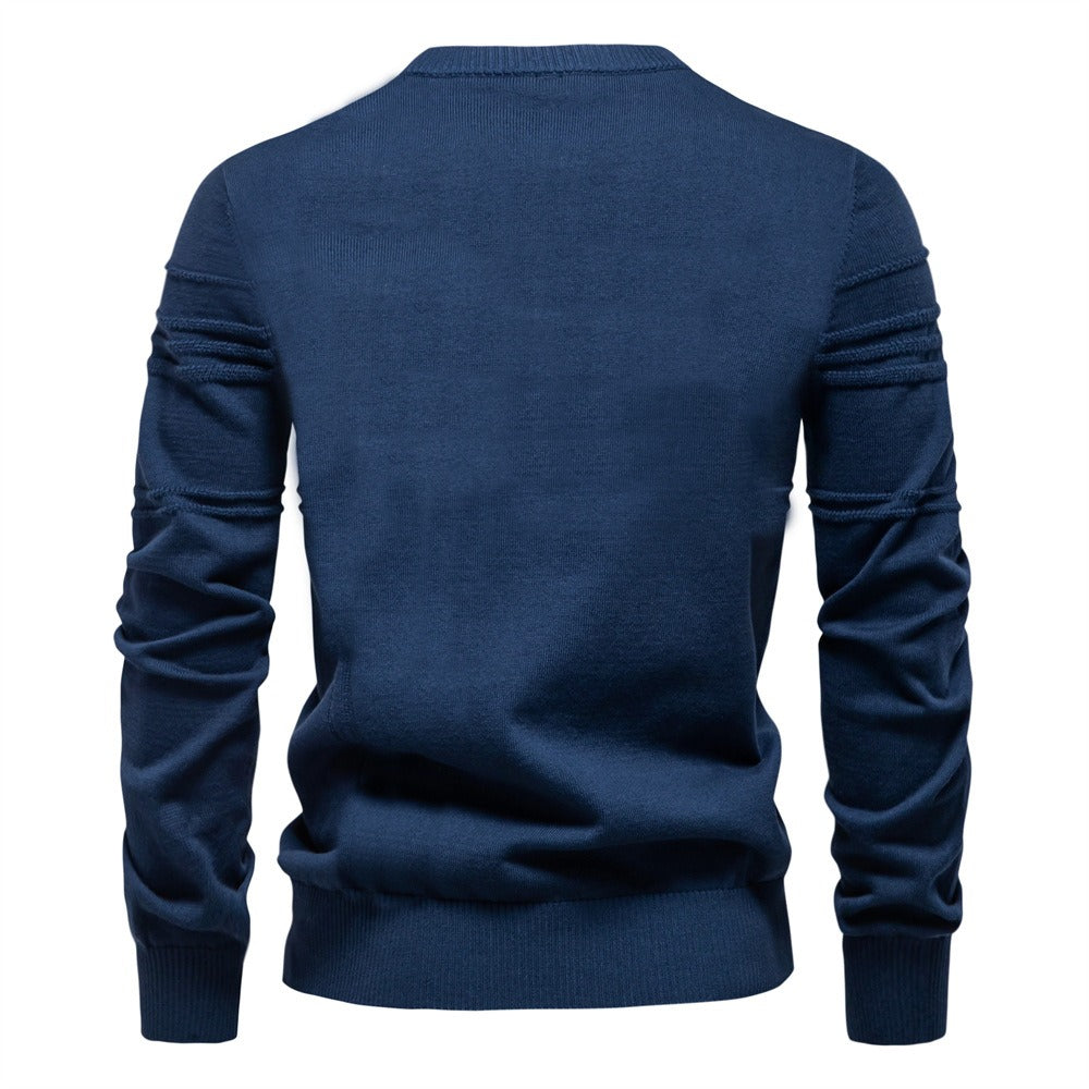 Men's Textured Stripe Crew Neck Knit Sweater