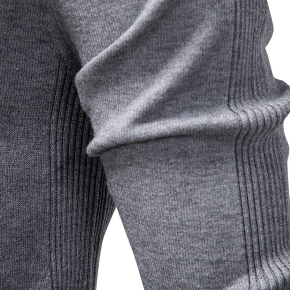 Men's Solid High Neck Knit Pullover