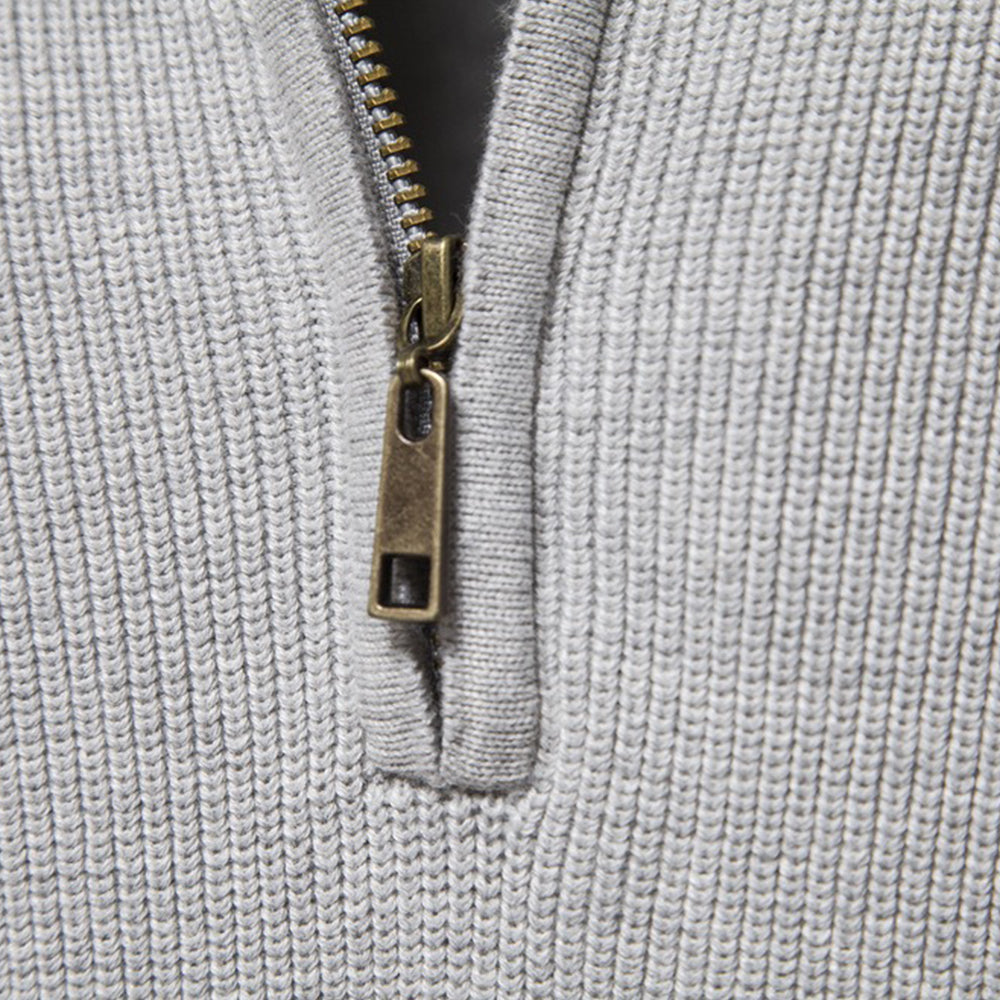 Men's Quarter Zip Ribbed Knit Sweater