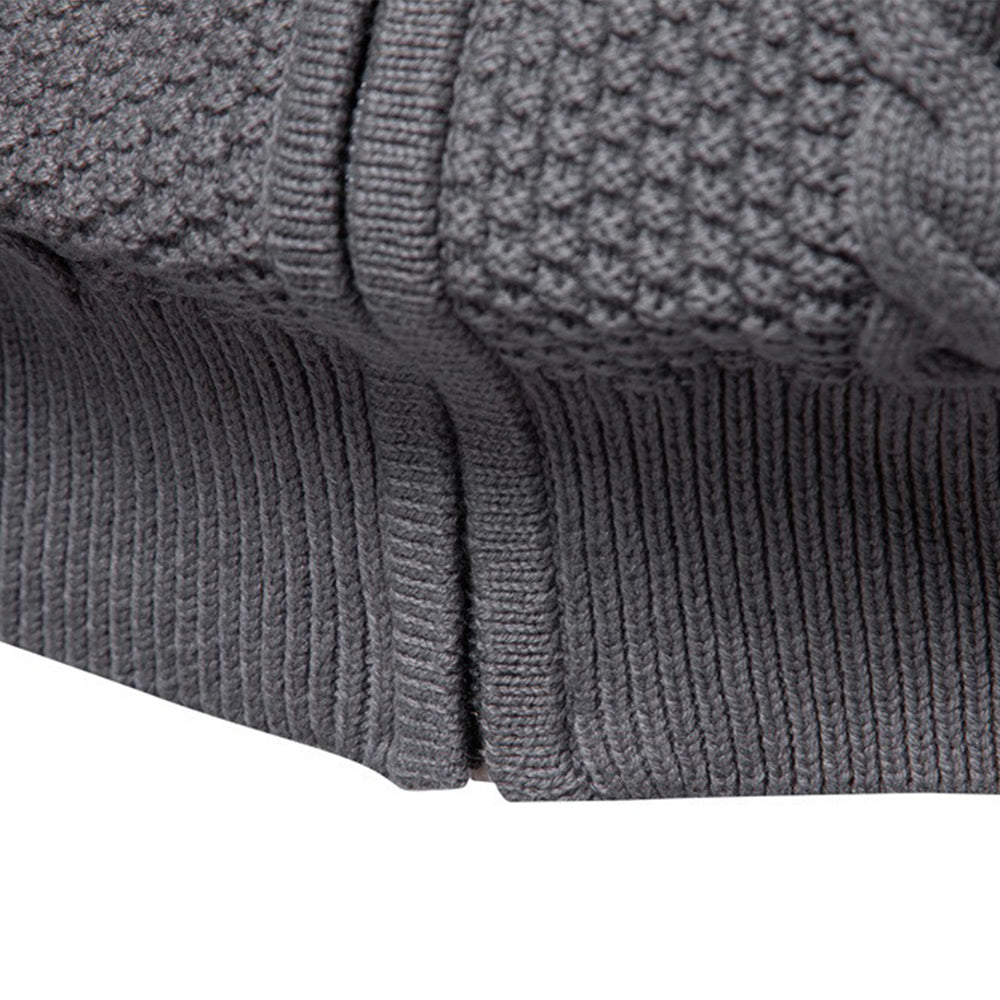 Men's Casual Textured Knit Full Zip Sweater