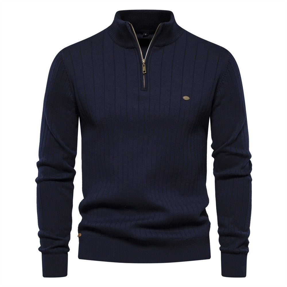 Men's Mock Neck Quarter Zip Knit Sweater