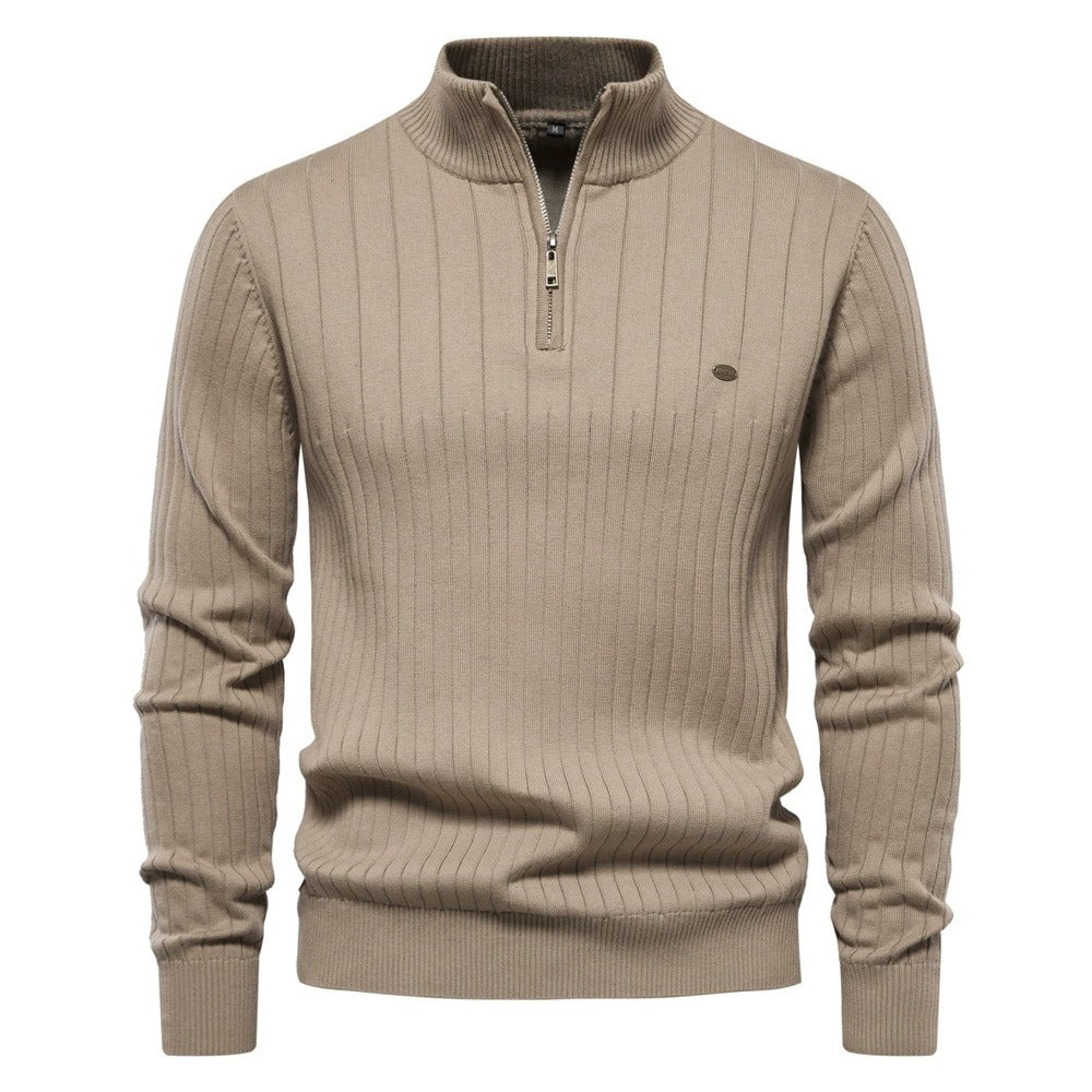 Men's Mock Neck Quarter Zip Knit Sweater