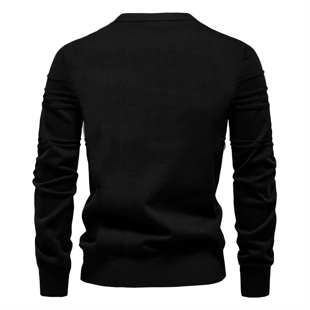 Men's Textured Stripe Crew Neck Knit Sweater