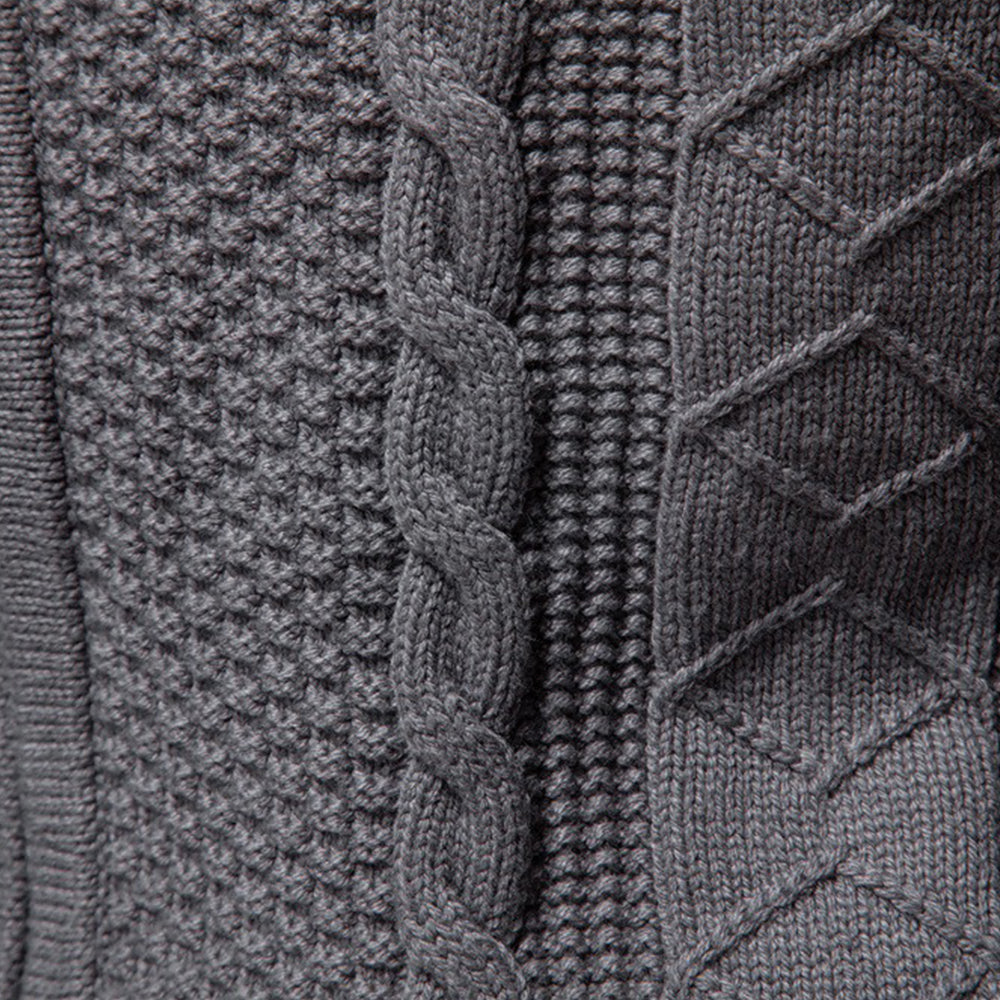 Men's Casual Textured Knit Full Zip Sweater