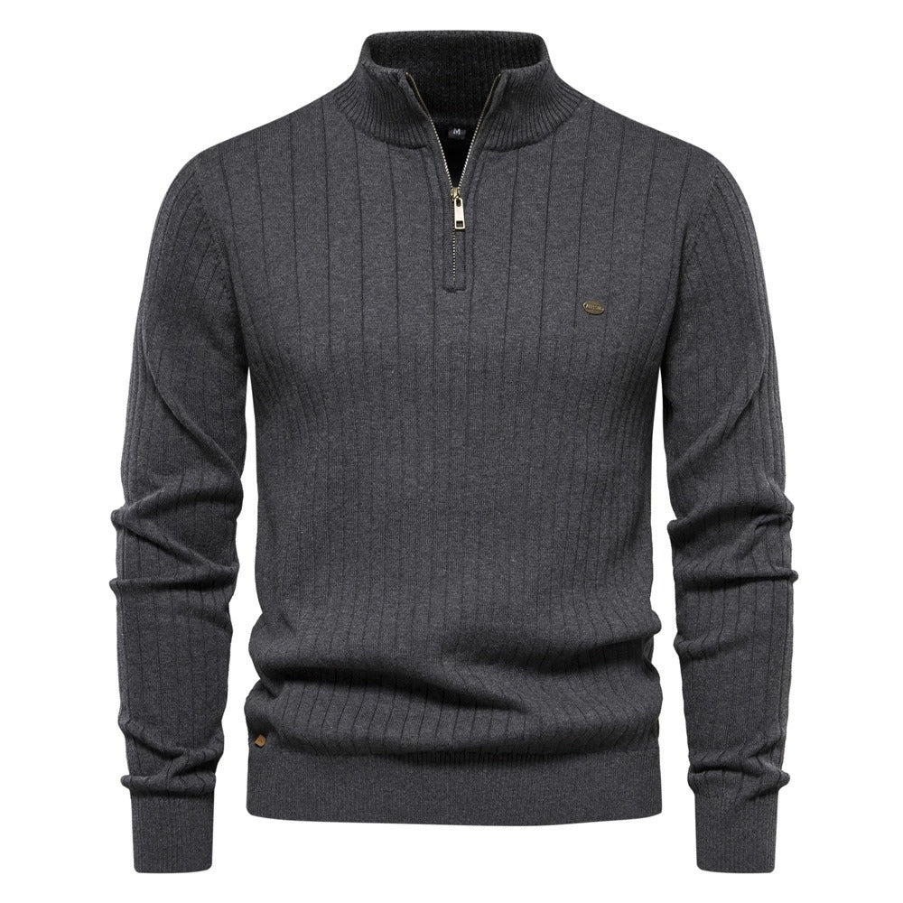 Men's Mock Neck Quarter Zip Knit Sweater