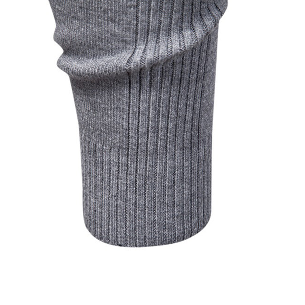 Men's Solid High Neck Knit Pullover