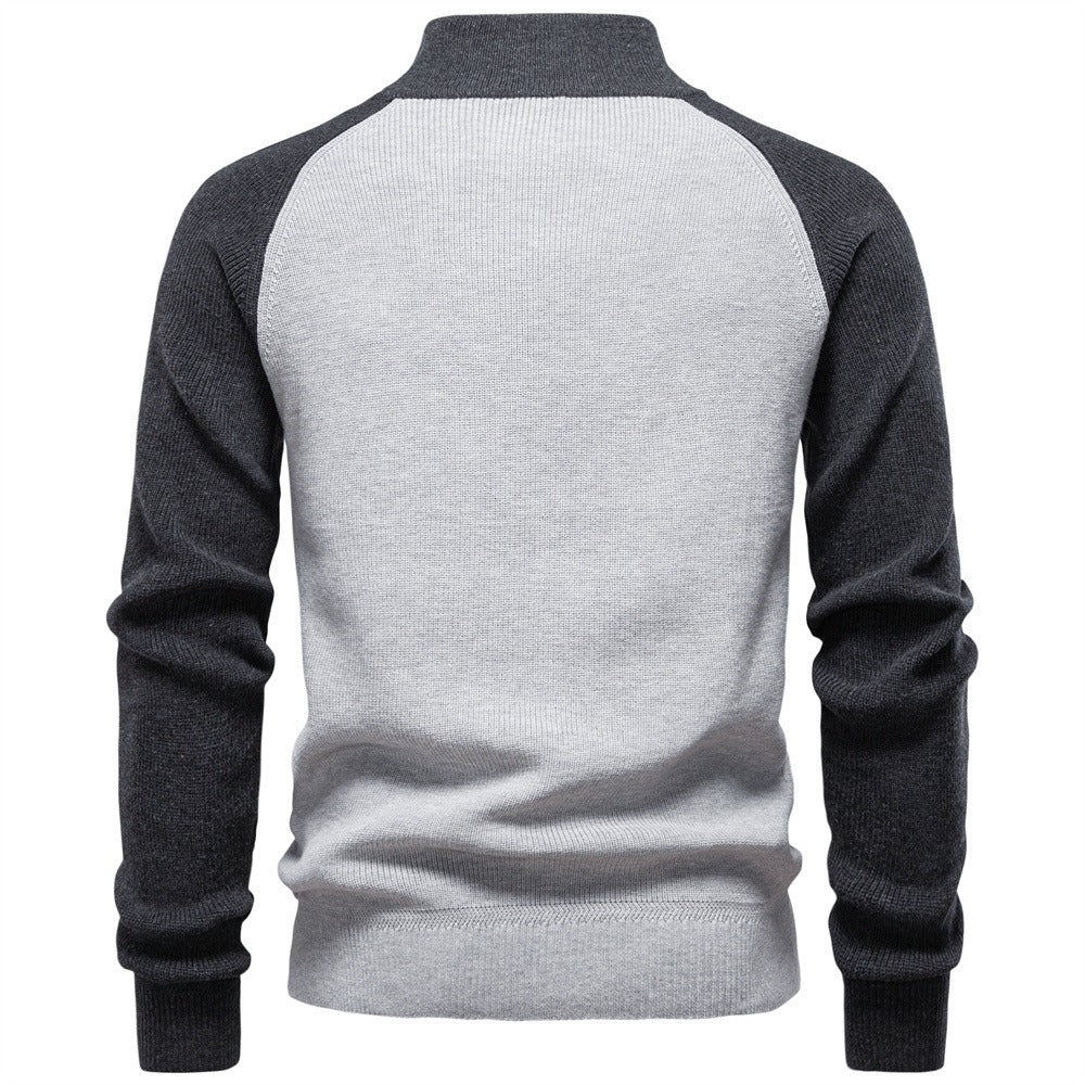 Men's Quarter Zip Ribbed Knit Sweater