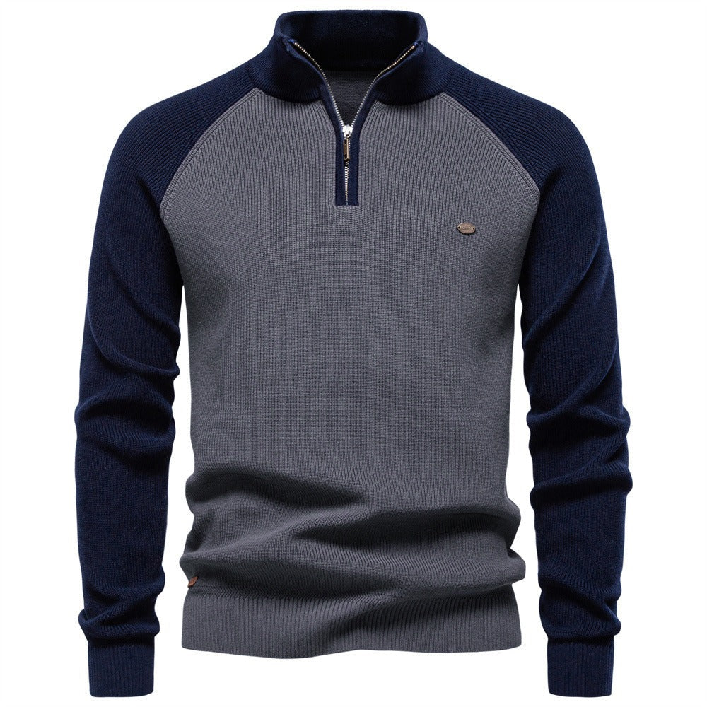 Men's Quarter Zip Ribbed Knit Sweater