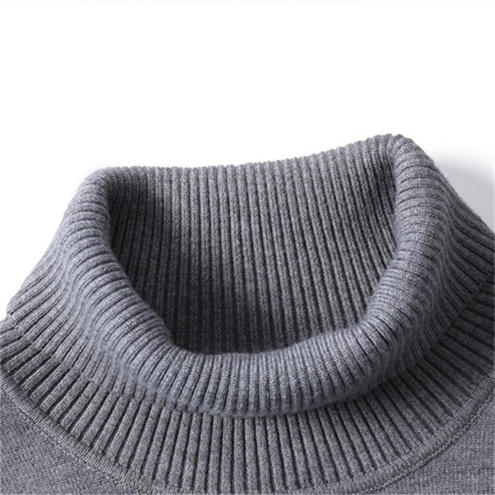 Men's Solid High Neck Knit Pullover