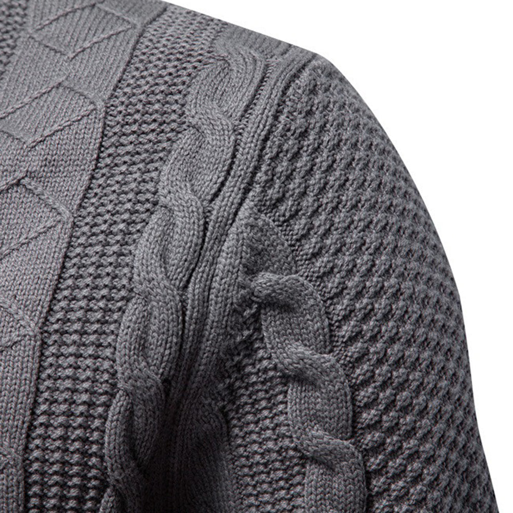Men's Casual Textured Knit Full Zip Sweater