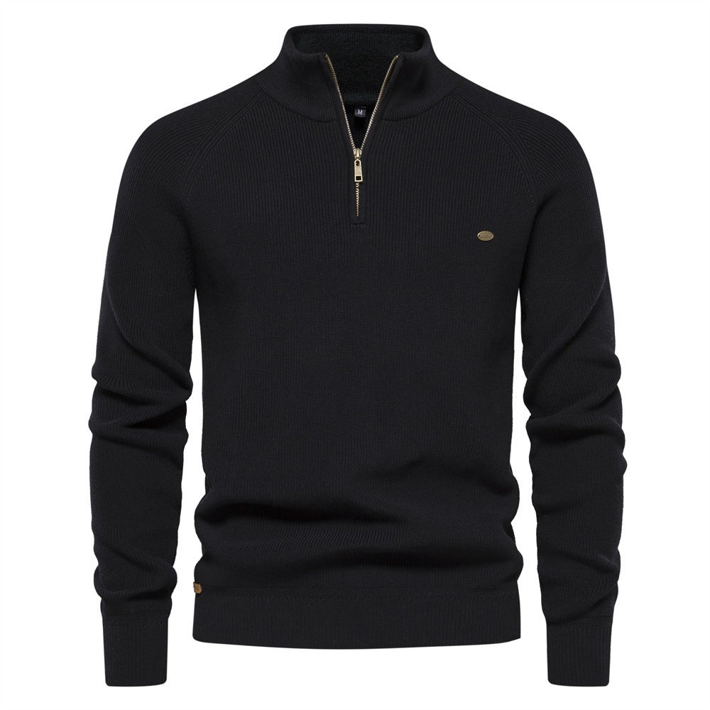 Men's Quarter Zip Ribbed Knit Sweater