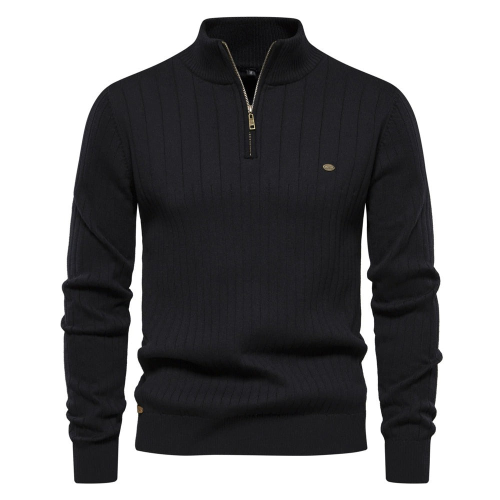 Men's Mock Neck Quarter Zip Knit Sweater