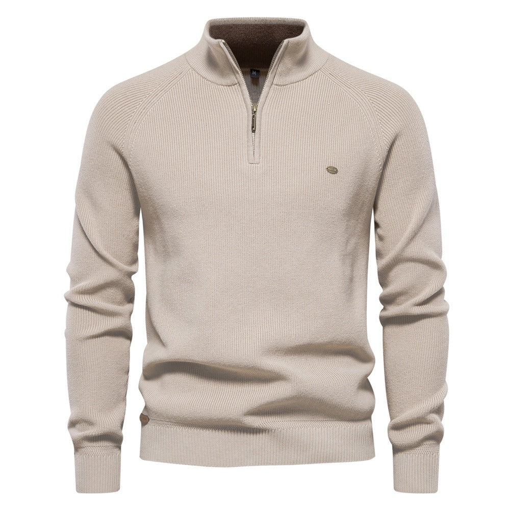 Men's Quarter Zip Ribbed Knit Sweater