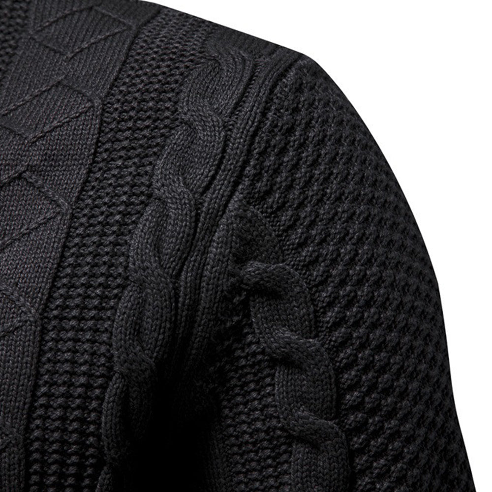 Men's Casual Textured Knit Full Zip Sweater