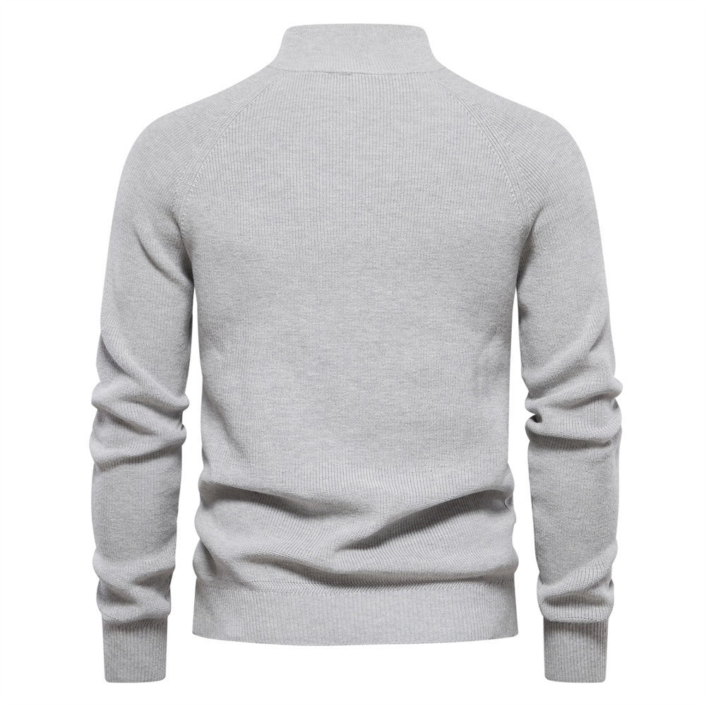Men's Quarter Zip Ribbed Knit Sweater
