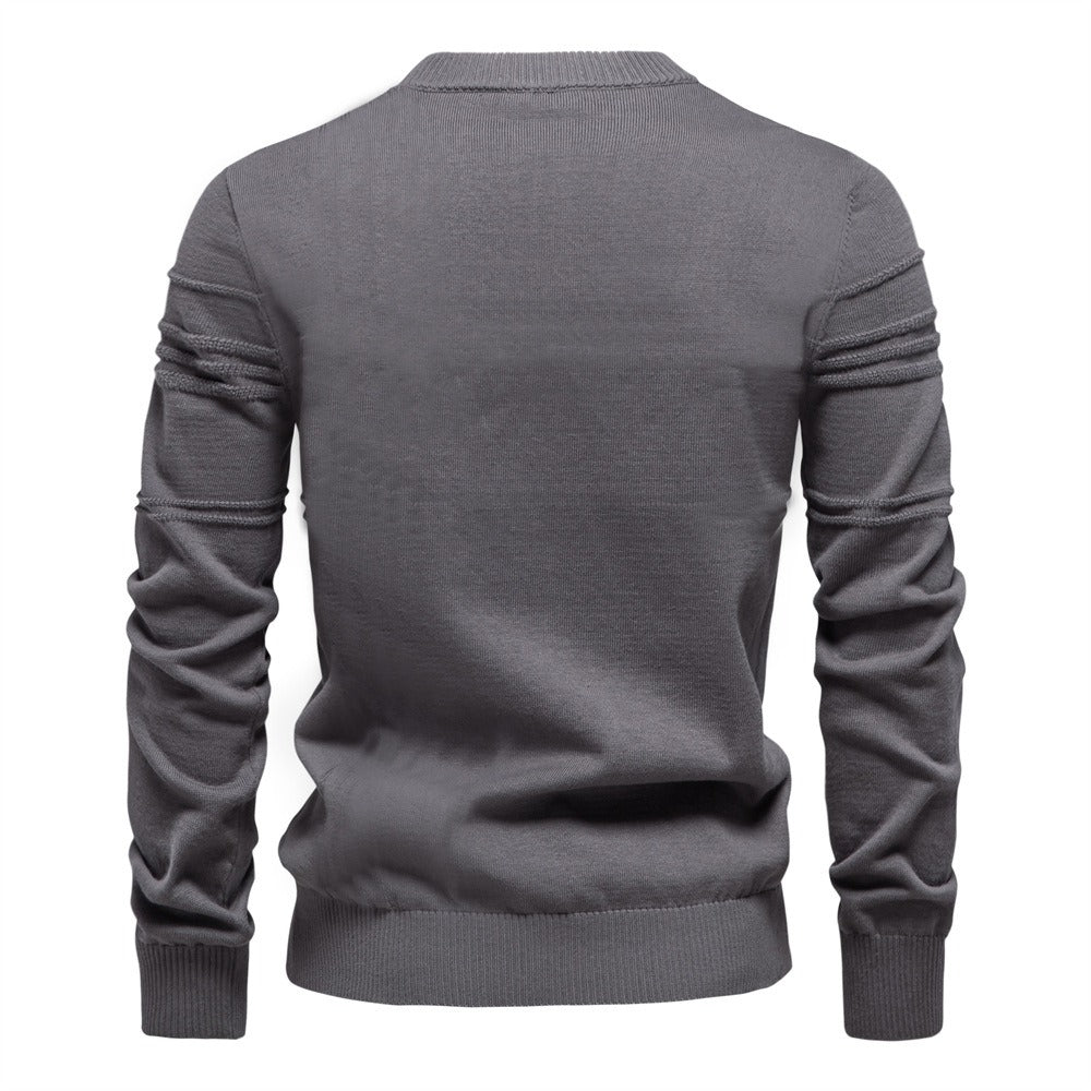 Men's Textured Stripe Crew Neck Knit Sweater
