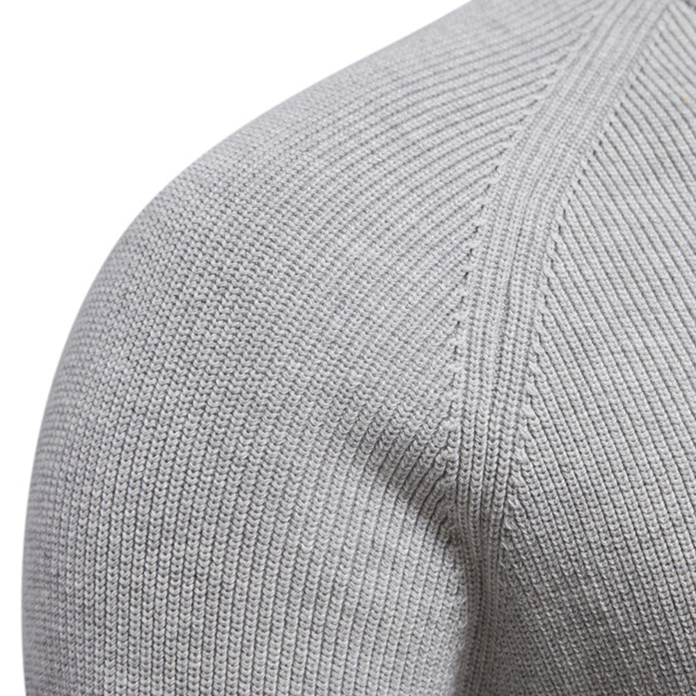 Men's Quarter Zip Ribbed Knit Sweater