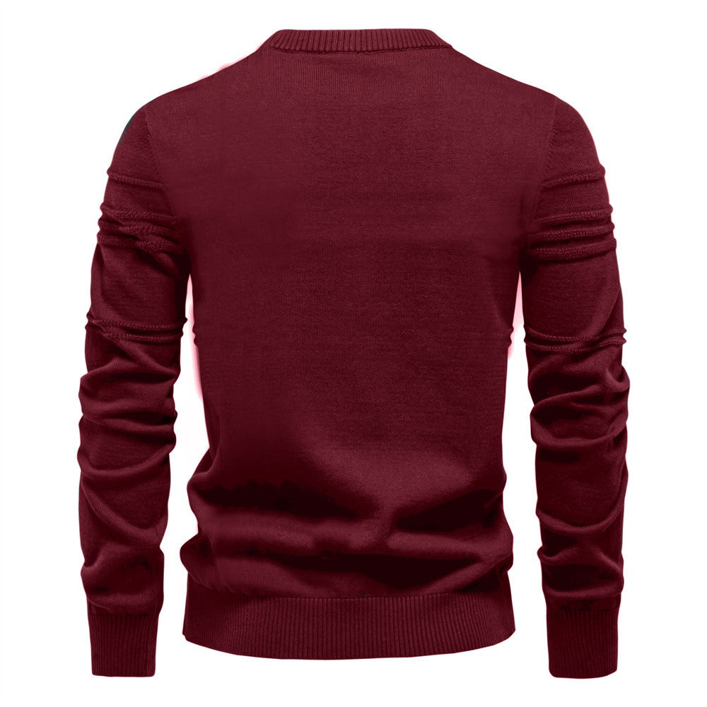 Men's Textured Stripe Crew Neck Knit Sweater