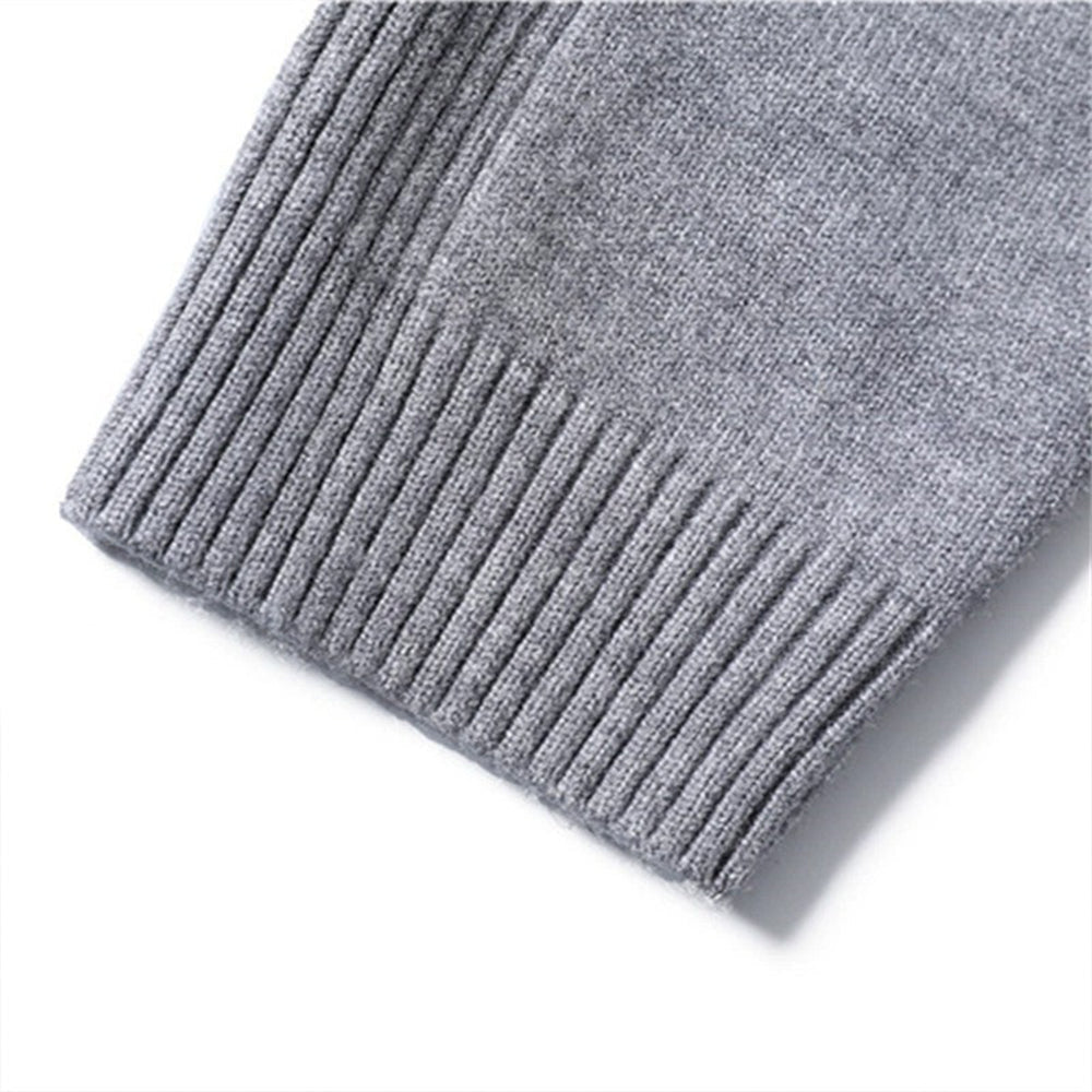 Men's Solid High Neck Knit Pullover