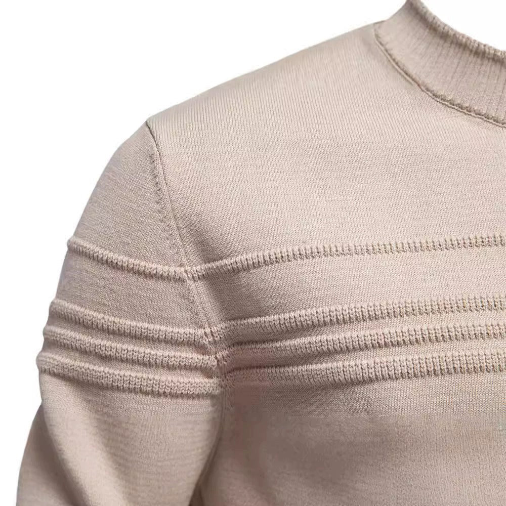 Men's Textured Stripe Crew Neck Knit Sweater
